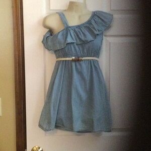 Stylish Blue Kids Dress with Ruffle Detail